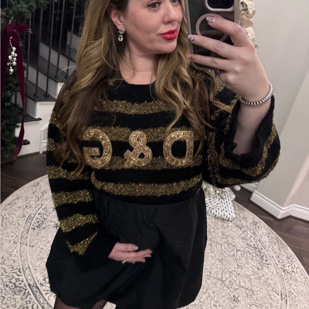 Dolce & Gabbana Cashmere Striped Sweater black and gold.